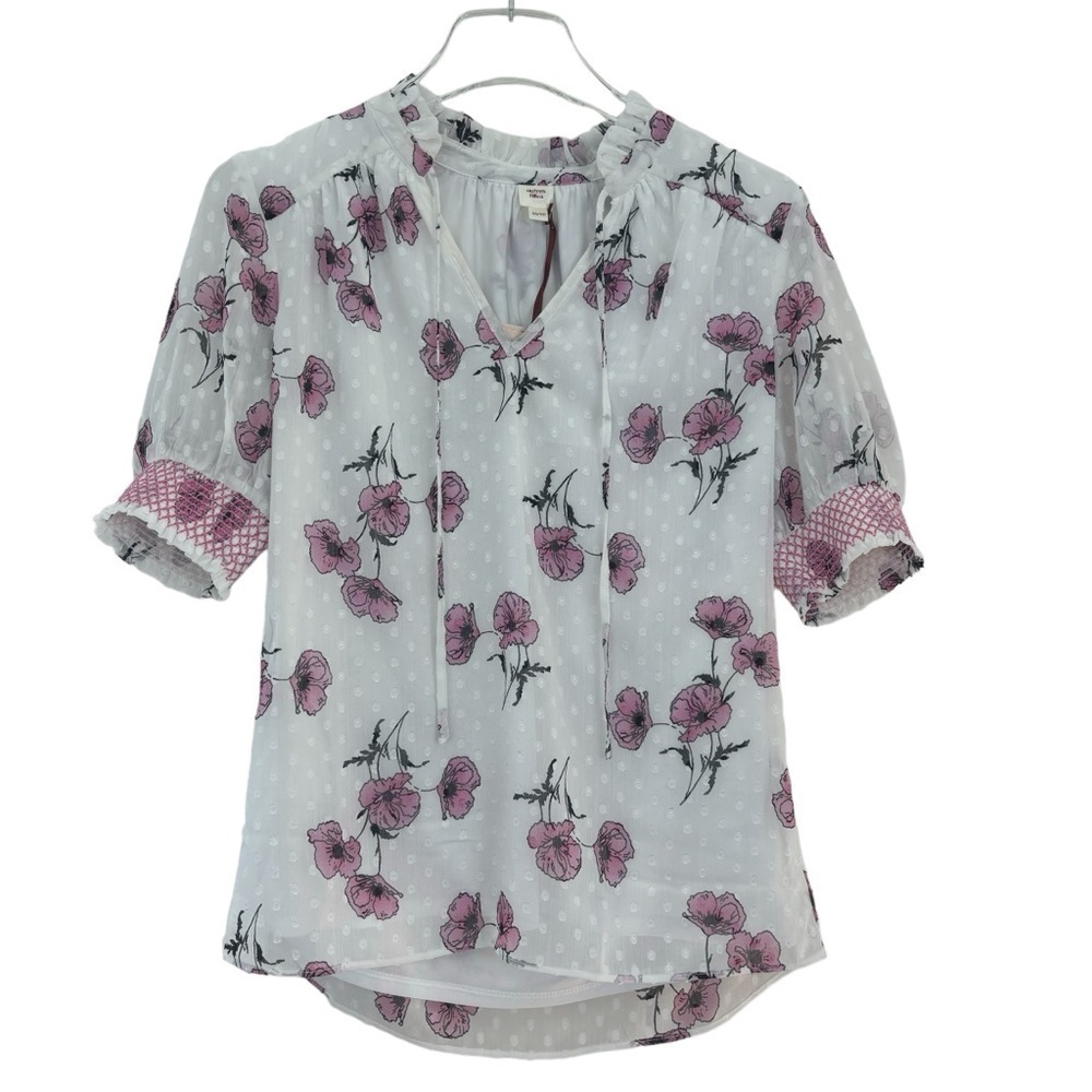 Autres Filles NWT Peasant V-Neck Short Sleeve Blouse Top